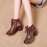 Tacones auténticos estilo étnico retro transpirables con agujeros en el tobillo